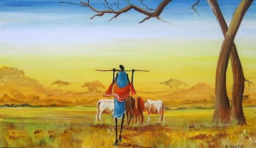 Ganado Vaca Toro Painting - Malak pastoreando ganado
